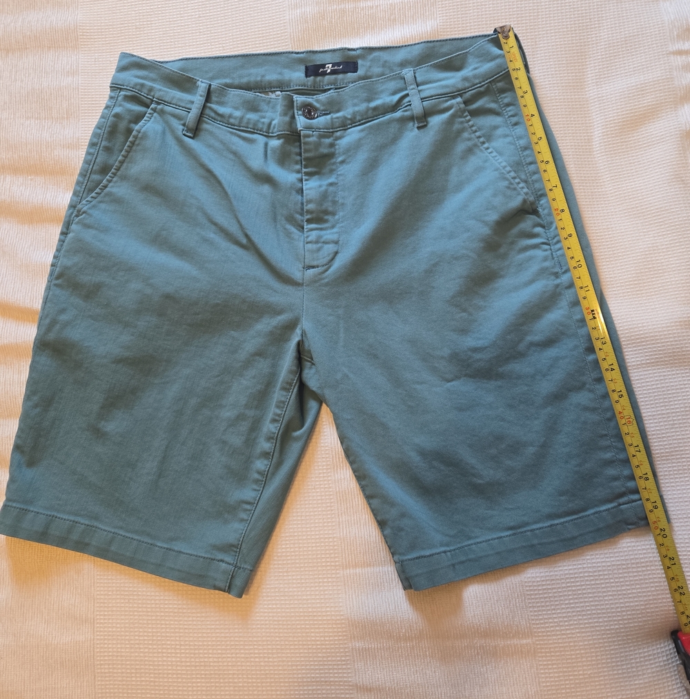 7 For All Mankind Teal Flat Front Chino Shorts